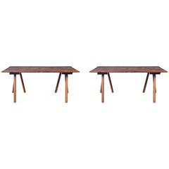 Pair of Custom Three-Legged Trestles in Ash