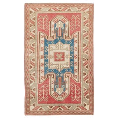 3.8x6 Ft Reproduction of an Antique Caucasian Sewak Kazak Rug, 100% Wool