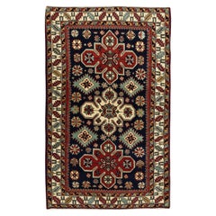 3.5x5.7 ft Reproduction of an antique Caucasian Shirvan Rug. 100% Natural Wool