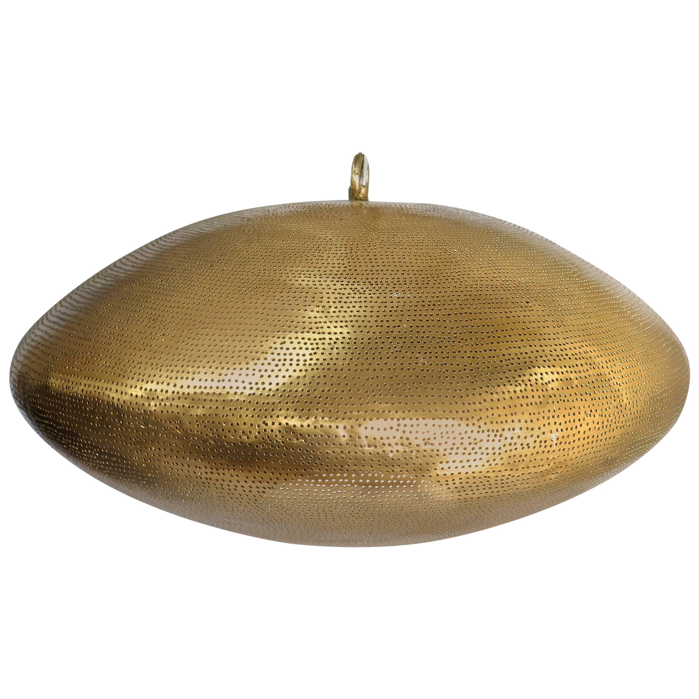 Large "Oro" Pendant Brass with Pierced Holes Haskell Design For Sale