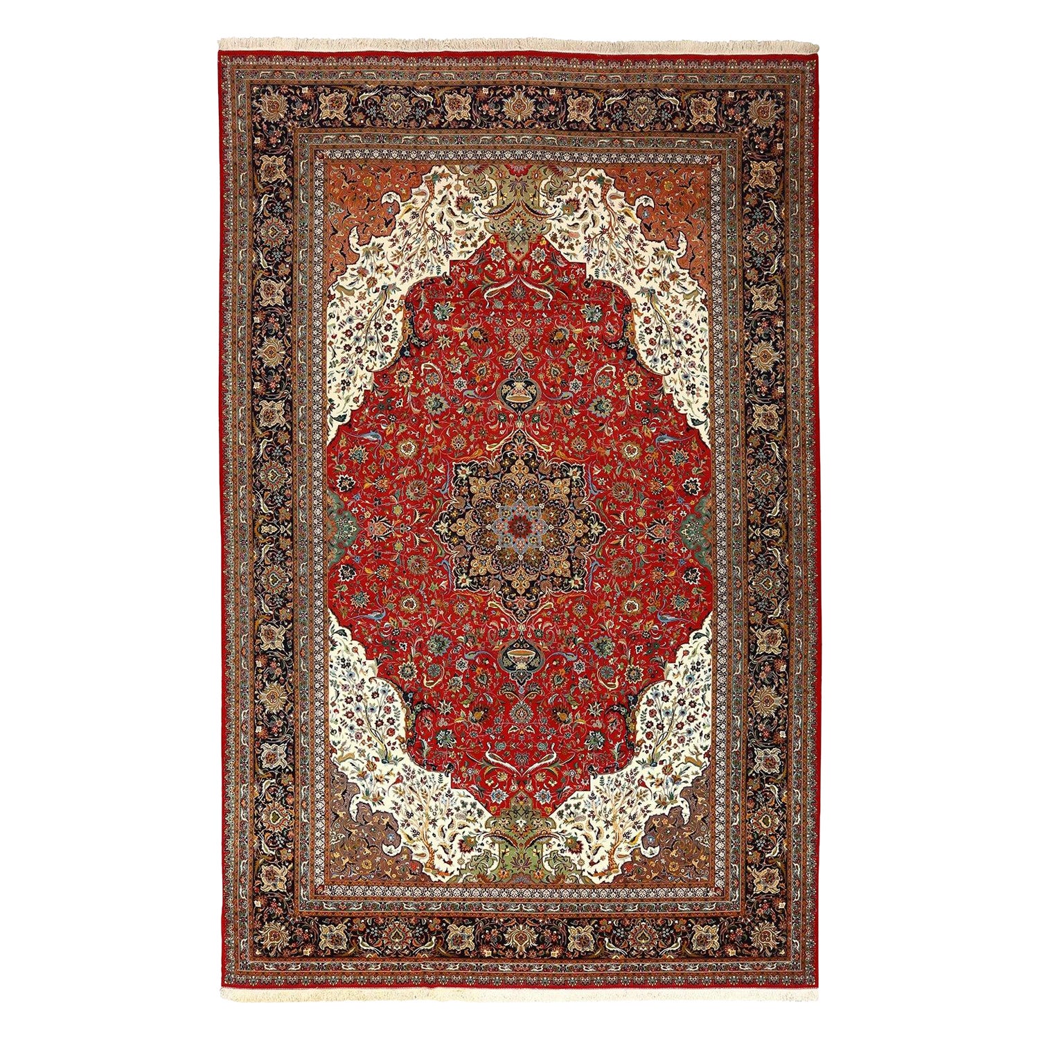 Tappeto persiano Tabriz vintage in kork e seta - Dimensioni: 19'3 X 12'6 in vendita
