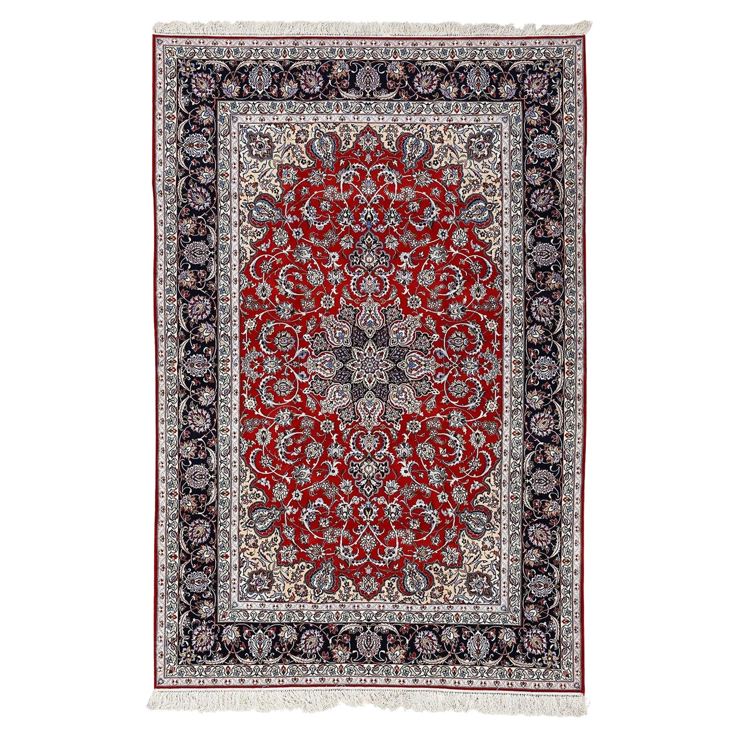 New Persian Isfahan Rug in Kork and Silk - Size: 10'3 X 6'10