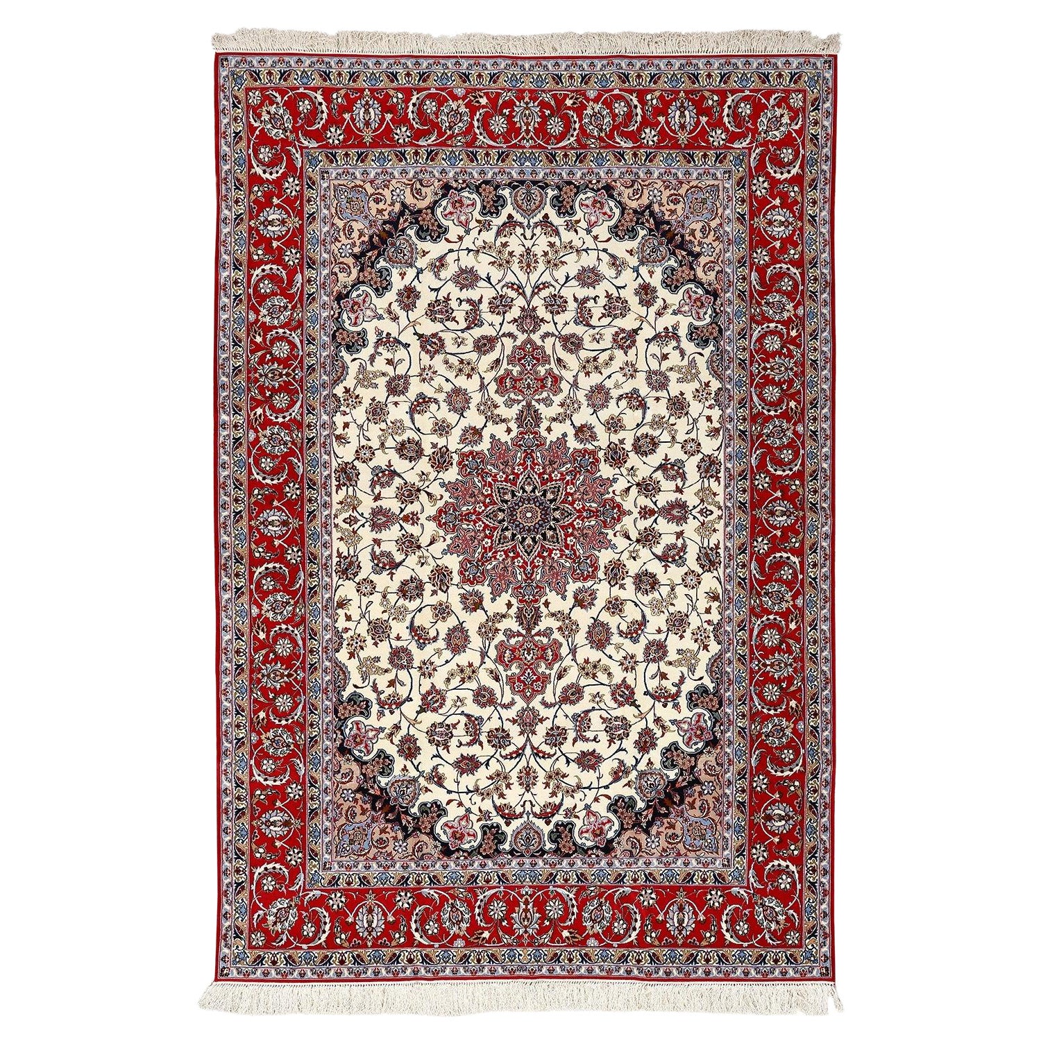 New Persian Isfahan Rug in Kork and Silk - Size: 6'9 X 10'