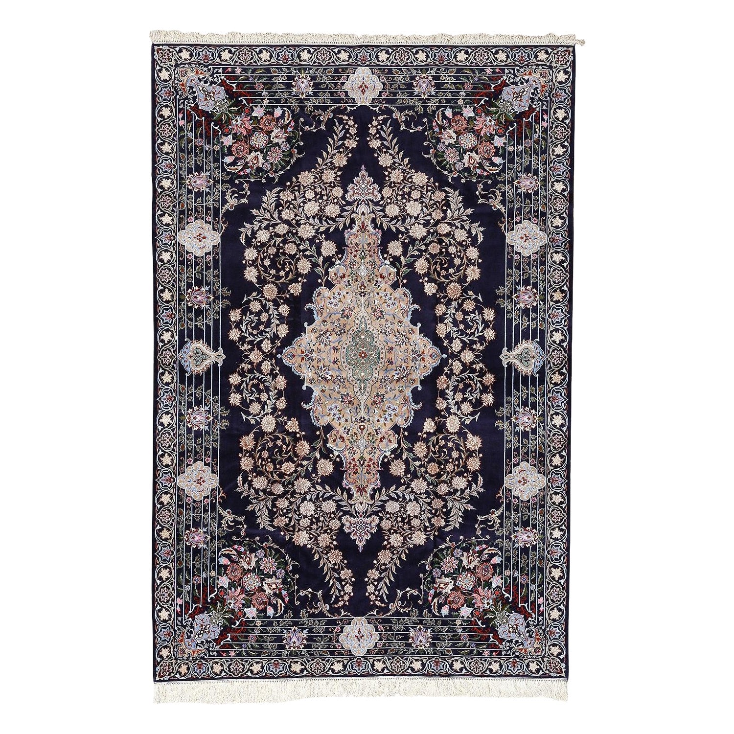New Persian Isfahan Rug in Kork and Silk - Size: 6'9 X 10'2