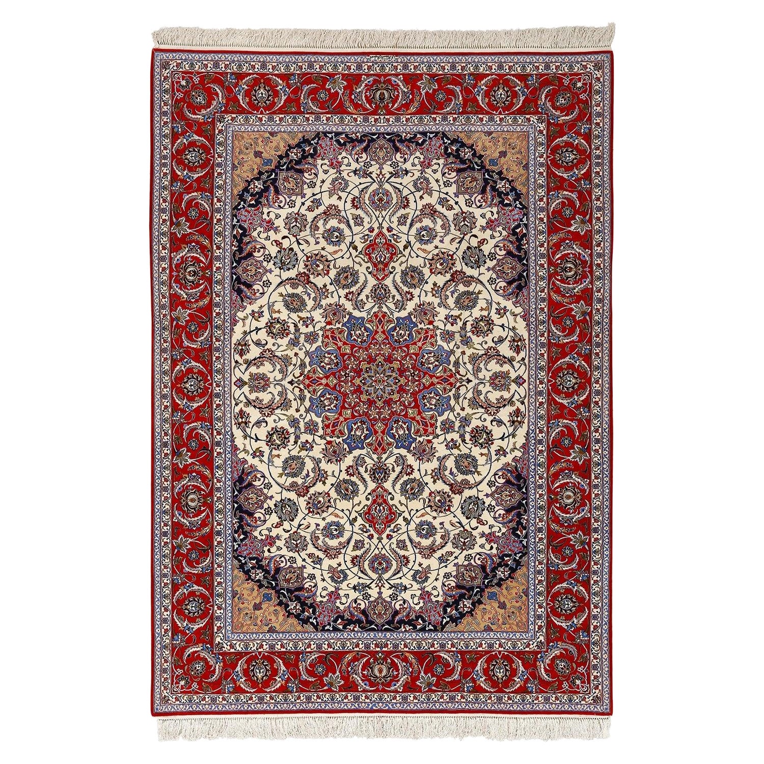 New Persian Isfahan Rug in Kork and Silk - Size: 6'7 X 10'3
