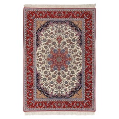 New Persian Isfahan Rug in Kork and Silk - Size: 6'7 X 10'3