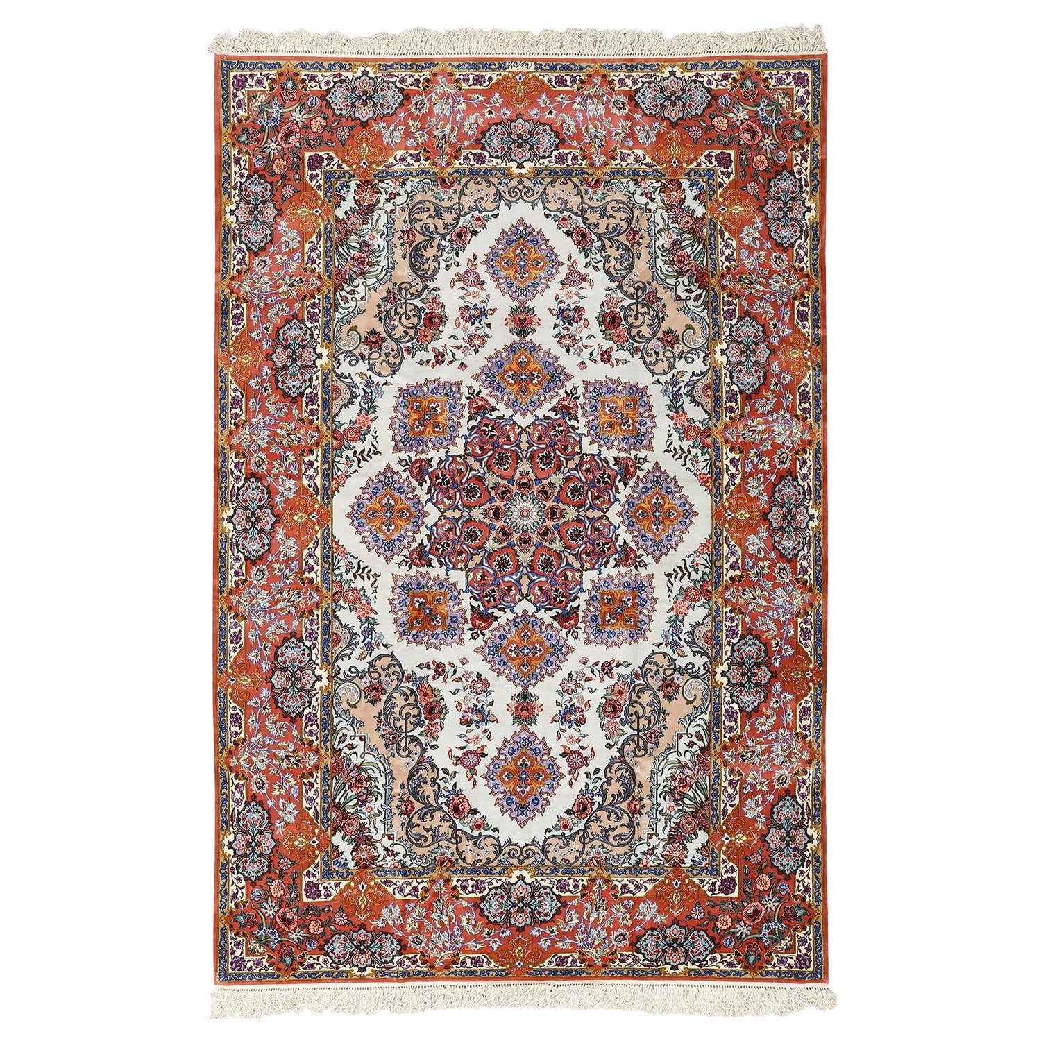 New Persian Isfahan Rug in Kork and Silk - Size: 10'2 X 6'8 For Sale