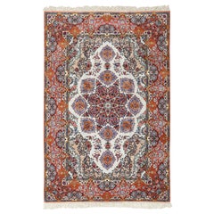 Nouveau tapis persan Isfahan en corail et soie - Taille : 10'2 X 6'8