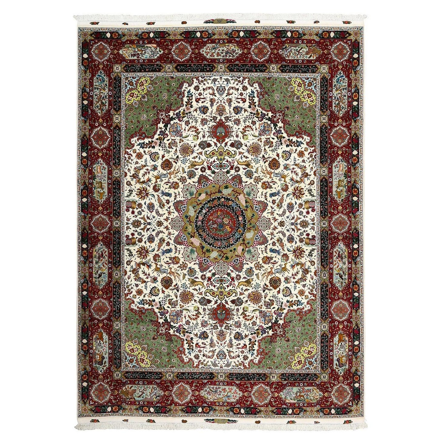 New Persian Tabriz Pournami Rug in Kork and Silk - Size:13'10 X 9'10 For Sale