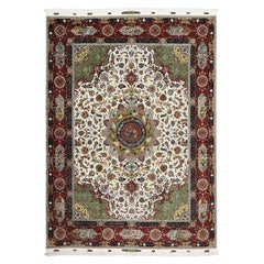 Nouveau tapis persan Tabriz Pournami en corail et soie - Taille 13'10 X 9'10