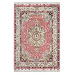 New Persian Tabriz Rug in Wool and Silk- Size: 11'7 X 8'2