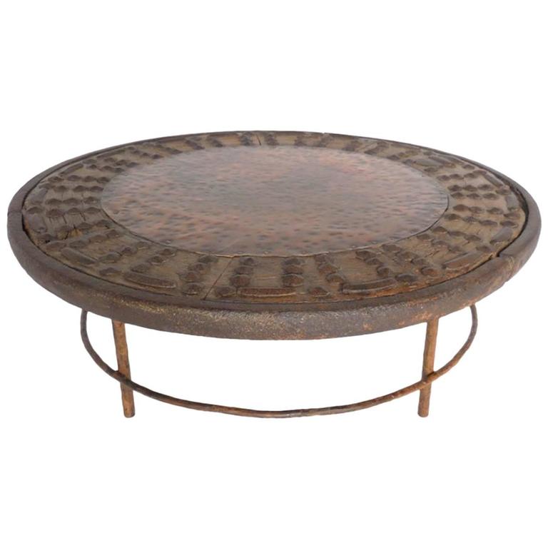 Rustic Round Copper Cocktail Table at 1stdibs