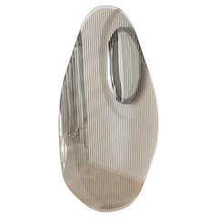 Line I Contemporary Sculptural Mirror with Silver and Glass by Homa