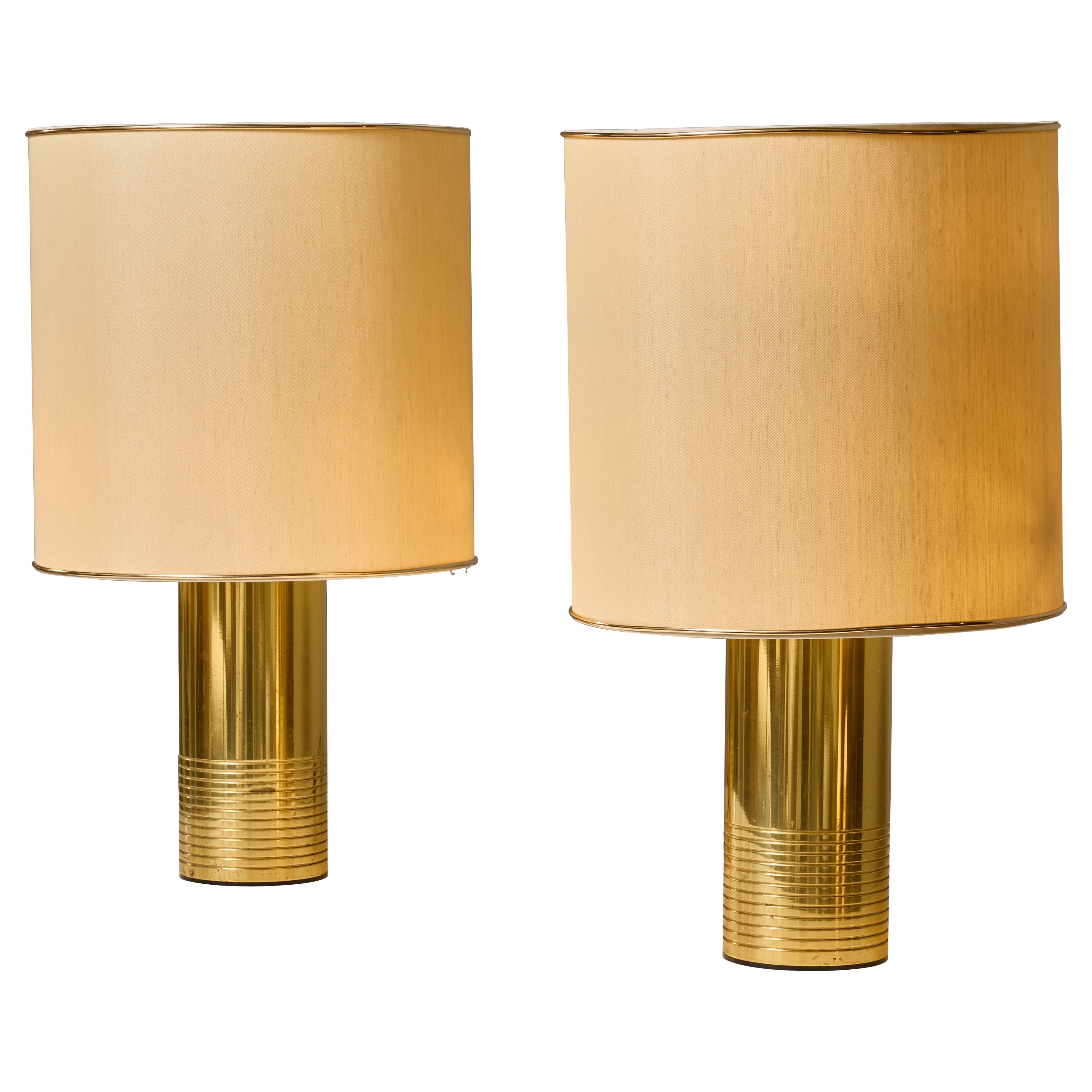 Pair of Brass Cylindrical Lamps