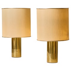 Pair of Brass Cylindrical Lamps