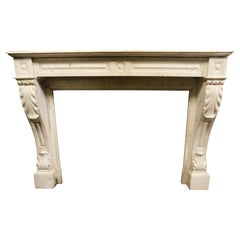 White Carrara marble fireplace, with carved acanthus leaves, France