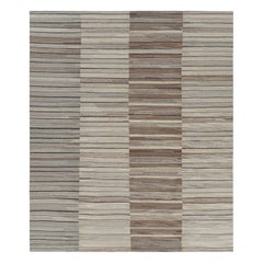 Rug & Kilim's Contemporary Kilim with Beige-Brown and Gray Stripes and Panels (Kilim contemporain avec des rayures et des panneaux beiges, bruns et gris)