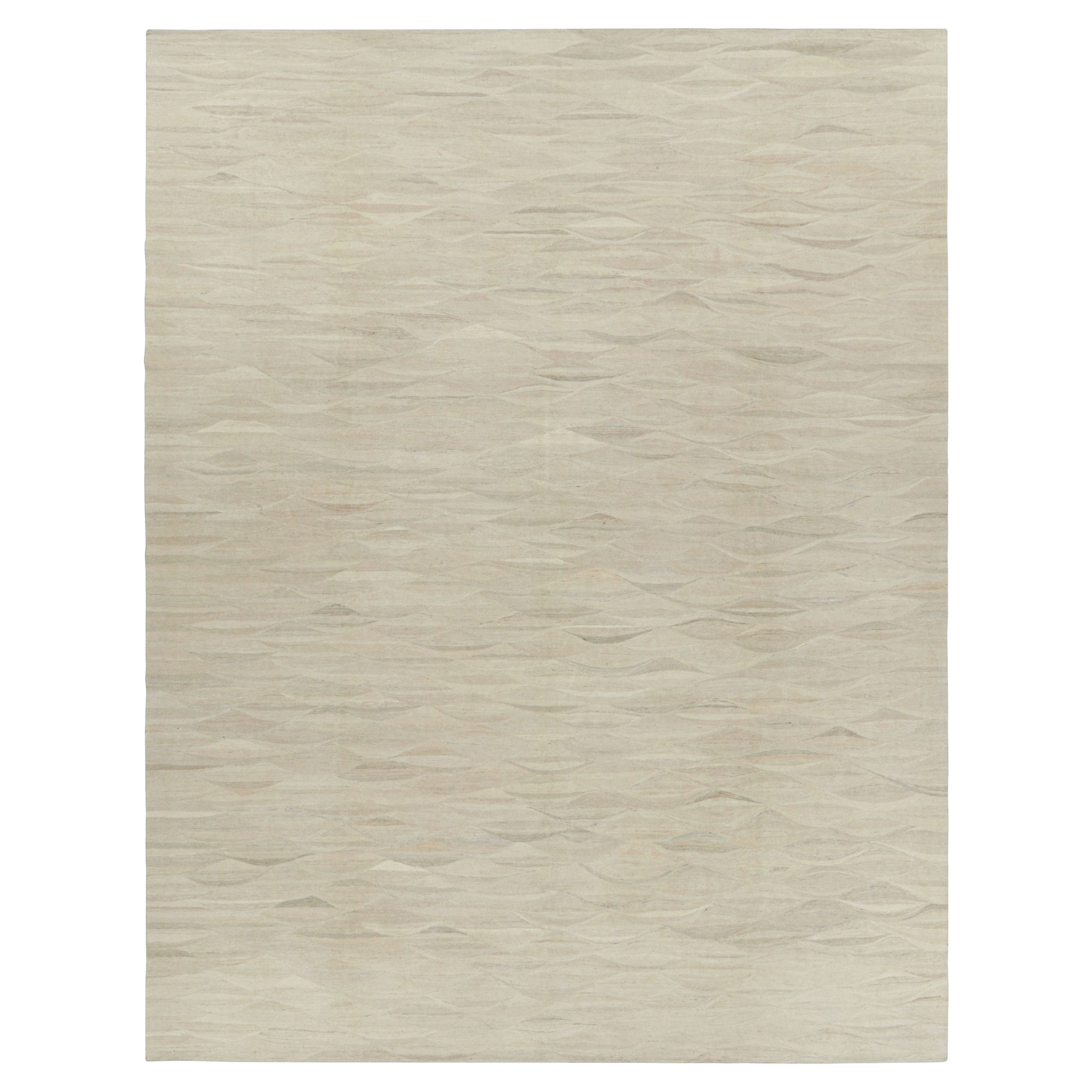 Rug & Kilim’s Oversized Flatweave Rug with Muted Patterns in Beige-Brown Striae