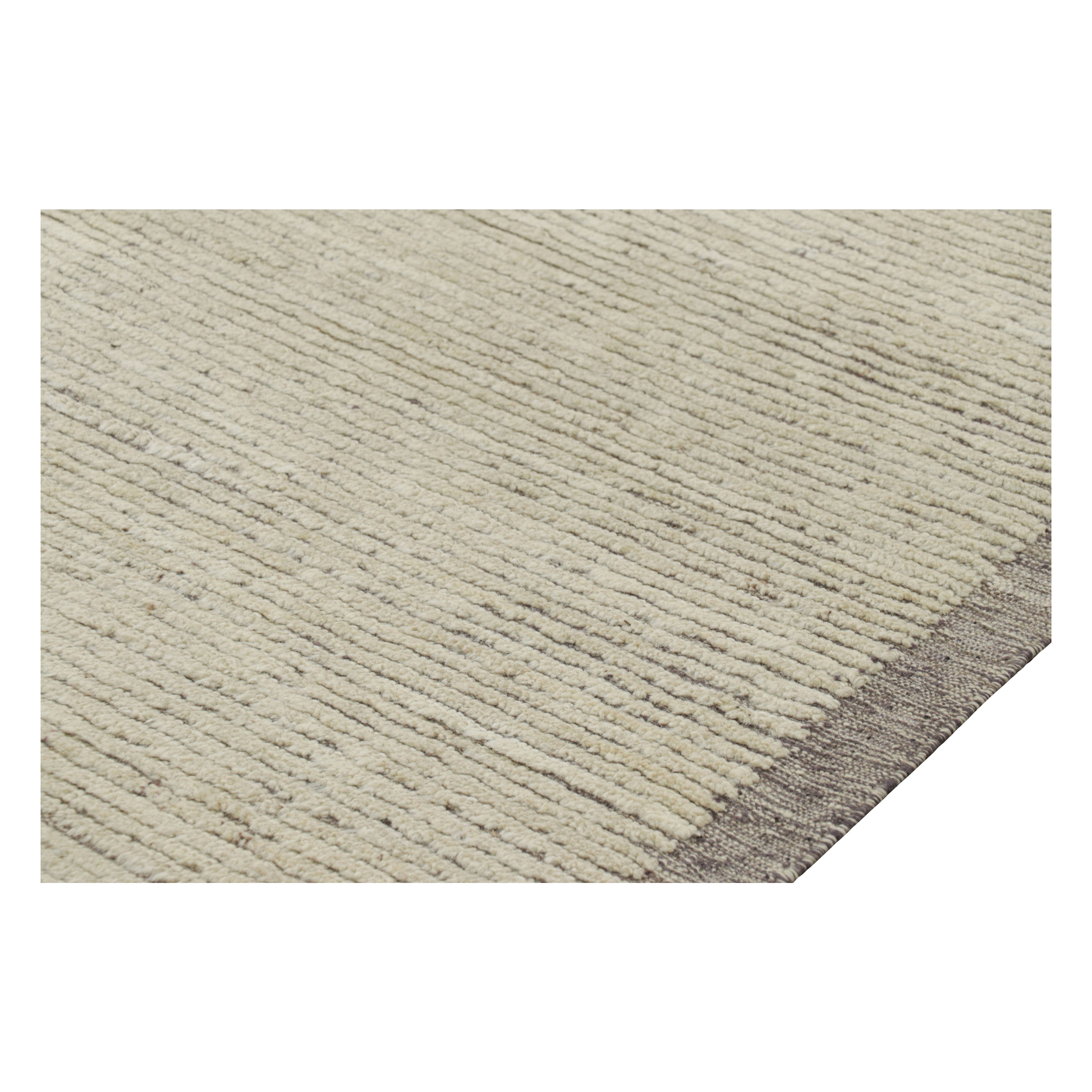 Rug & Kilim’s Textural Kilim with Beige and White Textural Stripes and Striae
