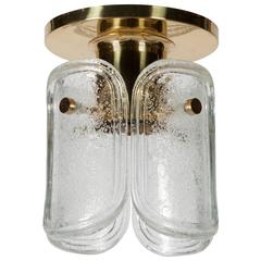 Mid Century Modern Limburg Glass and Brass Flush Mount, Circa 1960 6