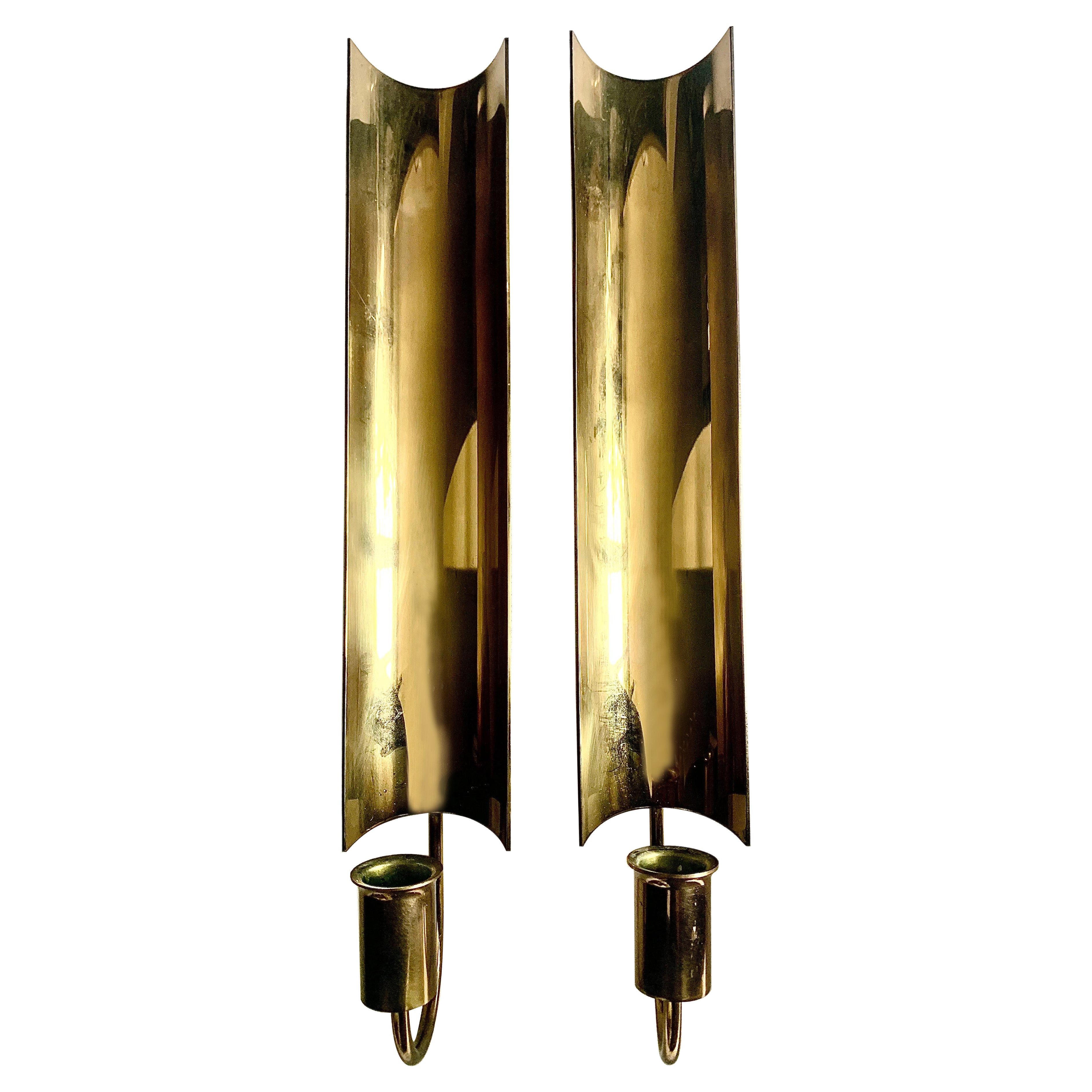 Coppia di lampade da parete Skultana in ottone vintage di Pieer Forsell