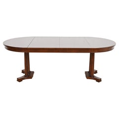 Baker Furniture Biedermeier Cherry Wood Pedestal Extension Dining Table