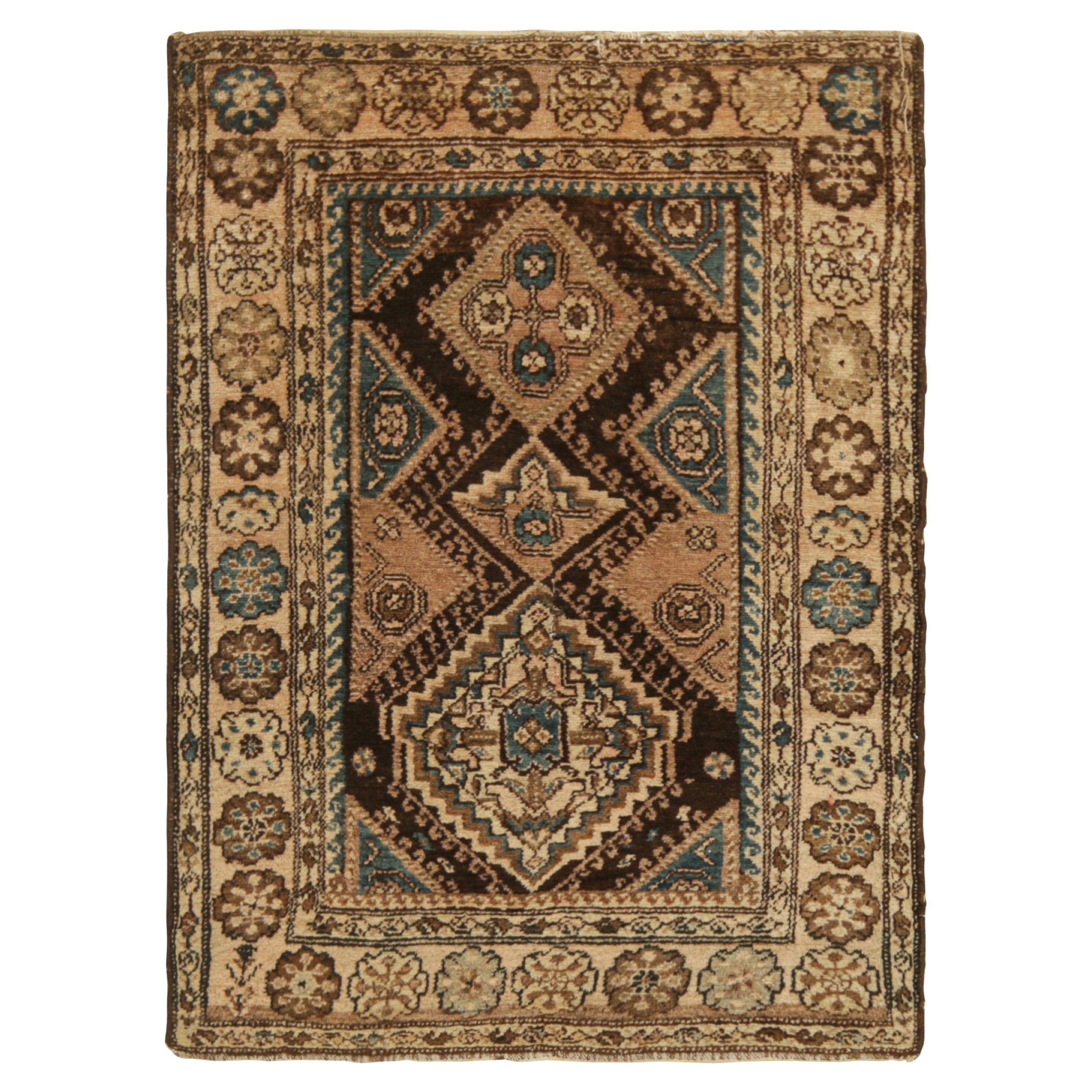 Antique Kerman Lavar Persian Rug in Beige-brown with Medallions  Rug and Kilim