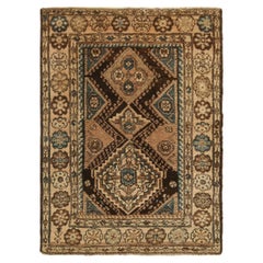 Antique Kerman Lavar Persian Rug in Beige-brown with Medallions  Rug and Kilim