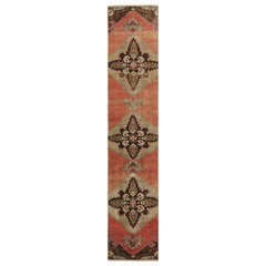 Vintage Turkish Runner Rug in Red with Beige Floral Medallions  Rug and Kilim