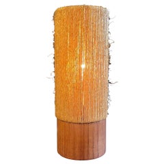 Mid Century Temde Table Lamp Teak & Sisal Raffia, 1960's, Switzerland/Germany