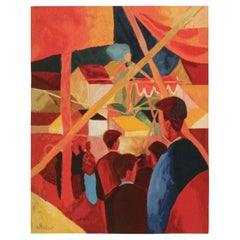 Signed Vintage August Macke Tapestry “Tightrope Walker”  Rug & Kilim
