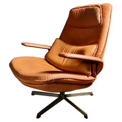 Mid Century Madsen & Schubell M&S Møbler MS86 Armchair Tan Brown Leather Vintage