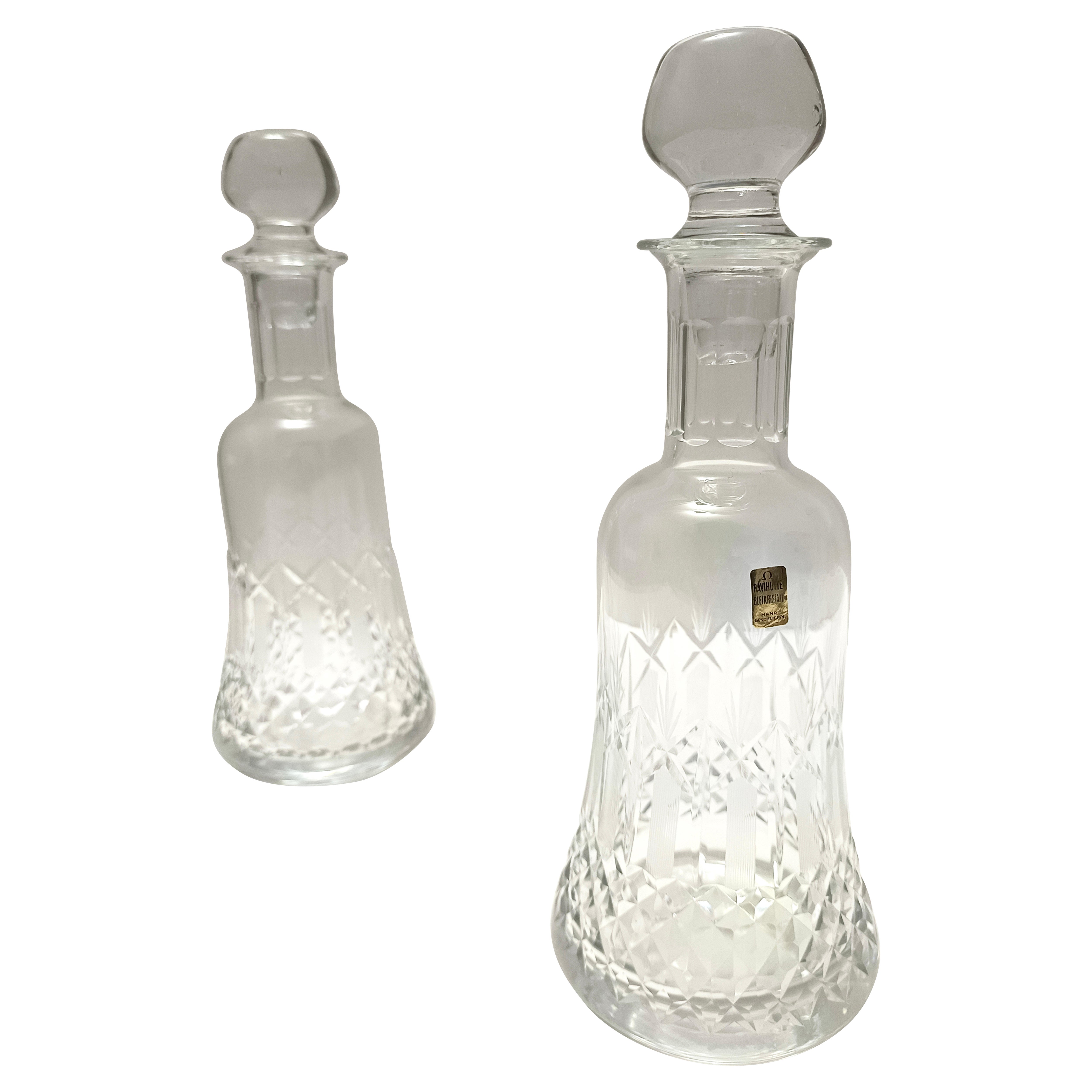 Coppia di bottiglie decanter in cristallo trasparente di Bleikristall, Germania in vendita