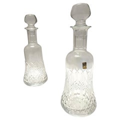 Vintage Pair of Transparent Crystal Decanter Bottles by Bleikristall, Germany