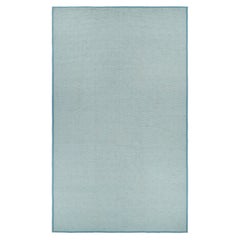 Rug & Kilim’s Oversized Chenille Flatweave Rug in Blue and White Diamond Pattern