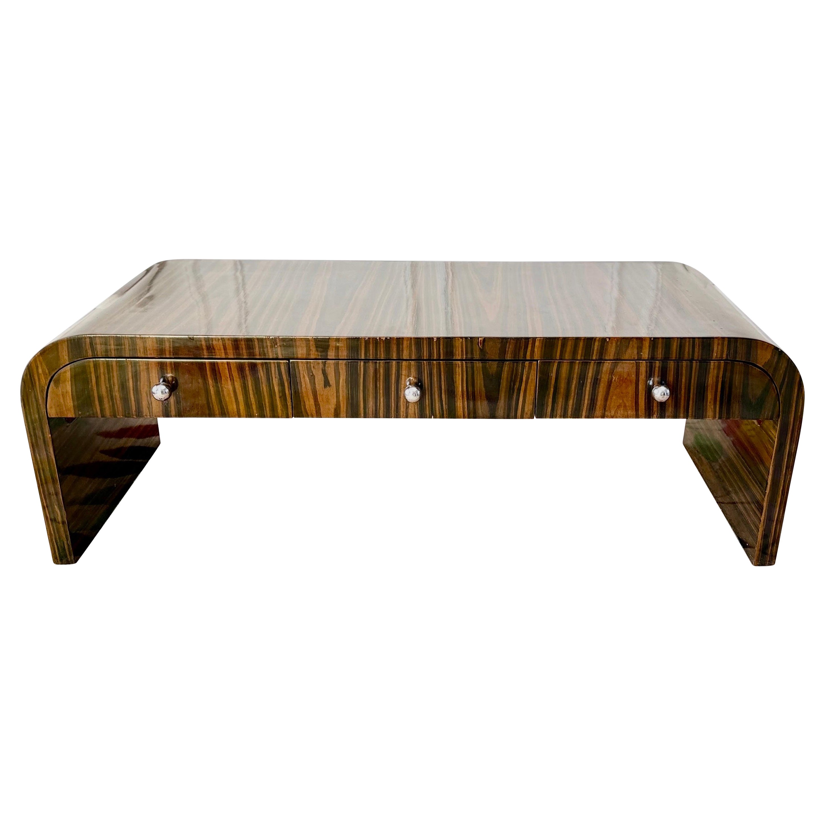 Table basse en palissandre et cascade Art Déco français des années 1930