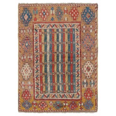 Polychromer Stammeskunst-Teppich mit geometrischen Mustern im Vintage-Stil  Rug & Kilim