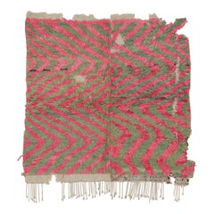 Vintage Turkish Rug with Green and Pink Geometric Patterns  Rug & Kilim