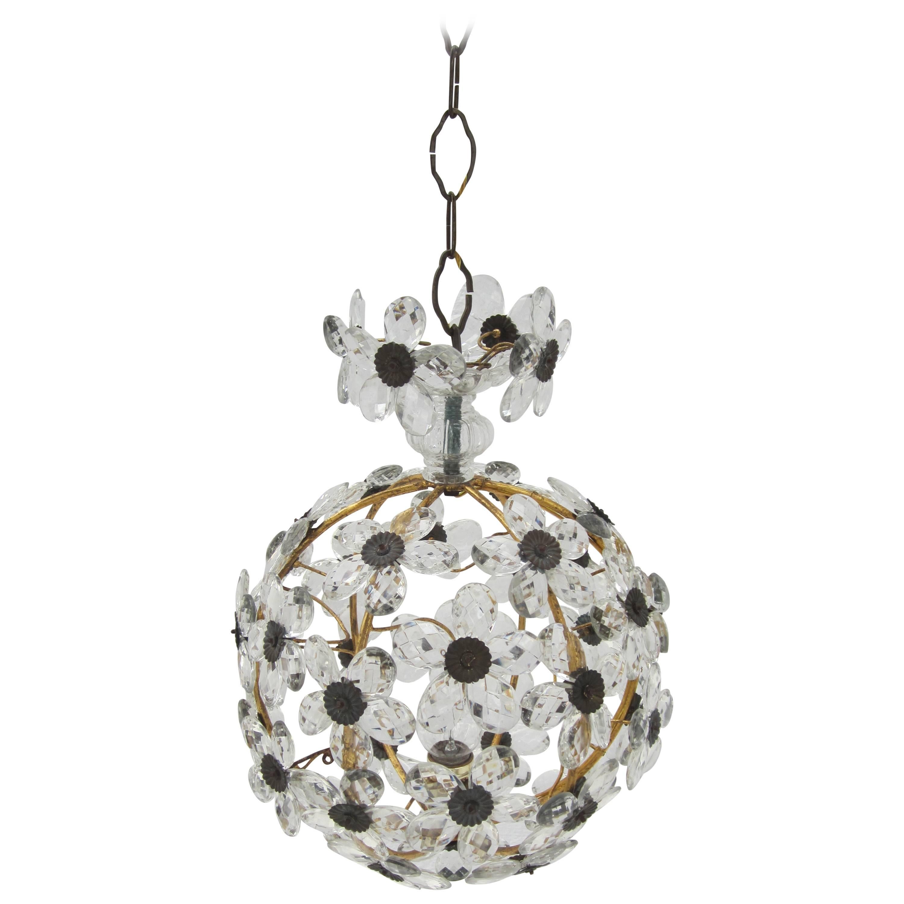 French Crystal Flower Ball Chandelier
