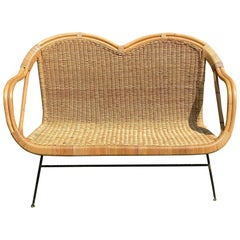 Used Iron and Wicker Settee