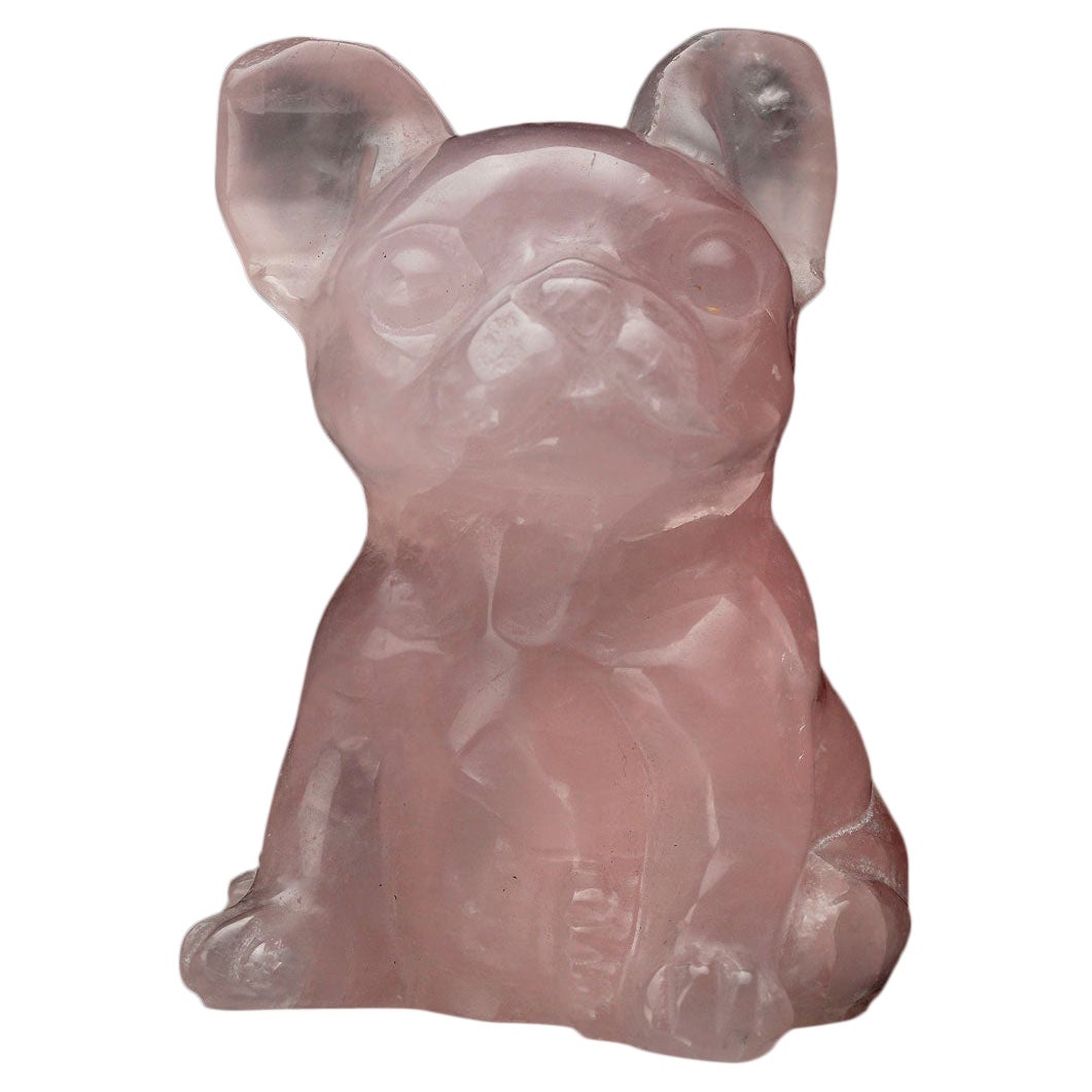 Scultura per cani in quarzo rosa brasiliano - 632g