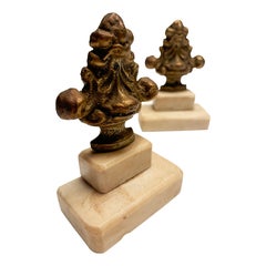 French Victorian Era Bronze Cast on Hand Carved Marble Bases