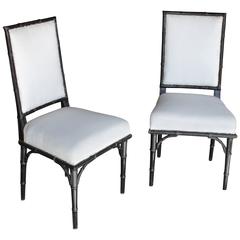 Pair of English 19th Century Faux Bamboo Side Chairs