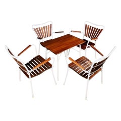 Danish Teak Daneline BKS 4 Garden Stacking Chairs & Table Mid Century Vintage