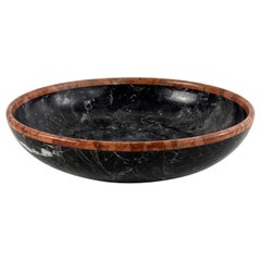 Exquisite Black Belgian Marble Bowl with Verona Pink Marble Rim, Italy, 1970s