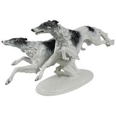 Vintage Large Art Deco Greyhound Dogs Figurine by Max Fritz for Rosenthal Porcelain