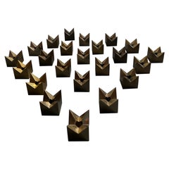 Set of 23 Pierre Forssell brass candle sticks by Skultuna, Sweden 1980’s