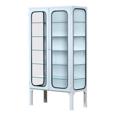 Vintage Iron And Glass Medical Cabinet, 1970’s