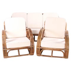 Rattan « bretzel » living room set