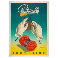Villemot, Poster originale d'epoca, Lana Pernelle, Lavorare a maglia, Moda, Strega, 1950